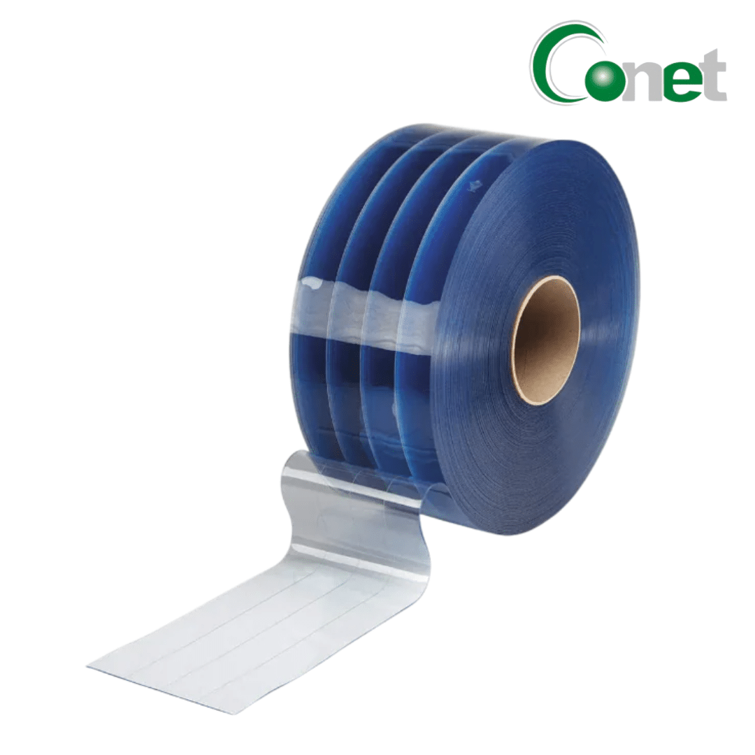 CORTINA DE LAMA DE PVC TRANSPARENTE REFORZADA CON NYLON 2MM X 20CM X 91.44METROS - CONET